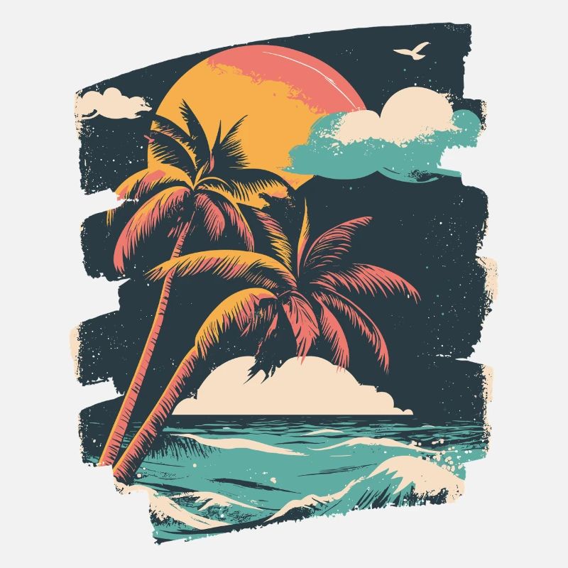 Beach Palm Trees Sunset Summer
