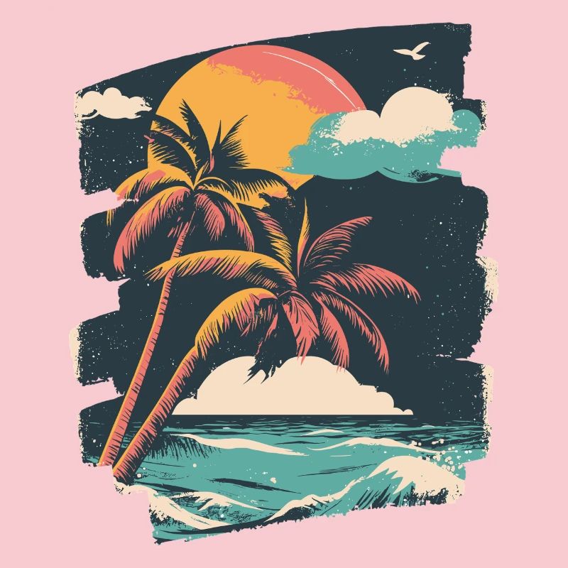 Beach Palm Trees Sunset Summer