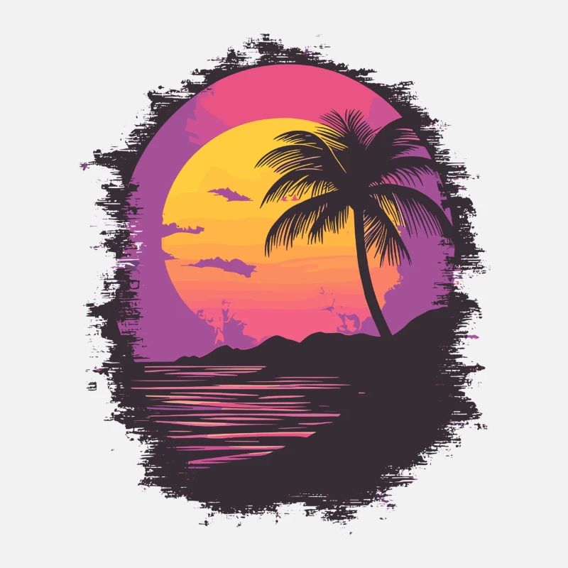 Beach Palm Trees Sunset Summer