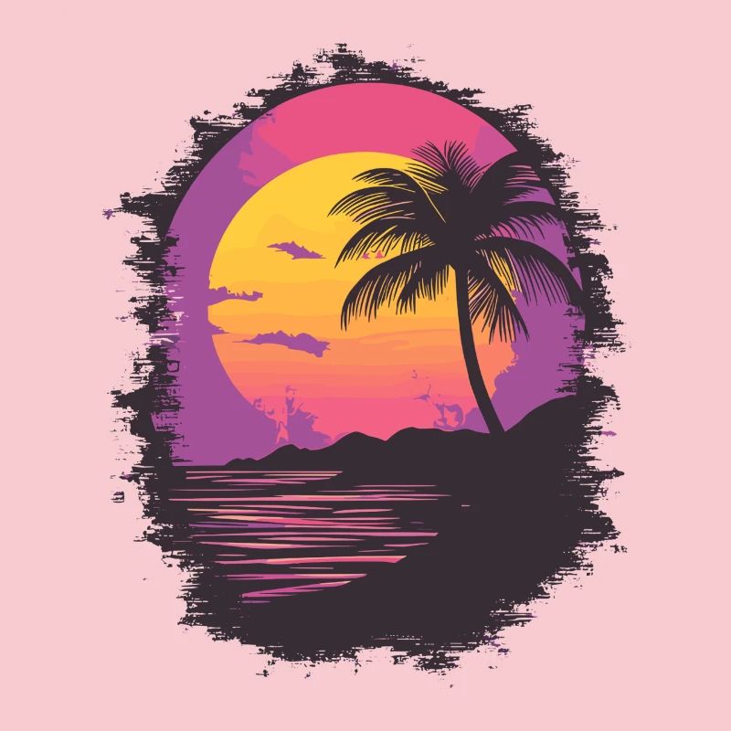 Beach Palm Trees Sunset Summer
