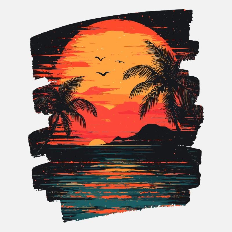 Beach Palm Trees Sunset Summer