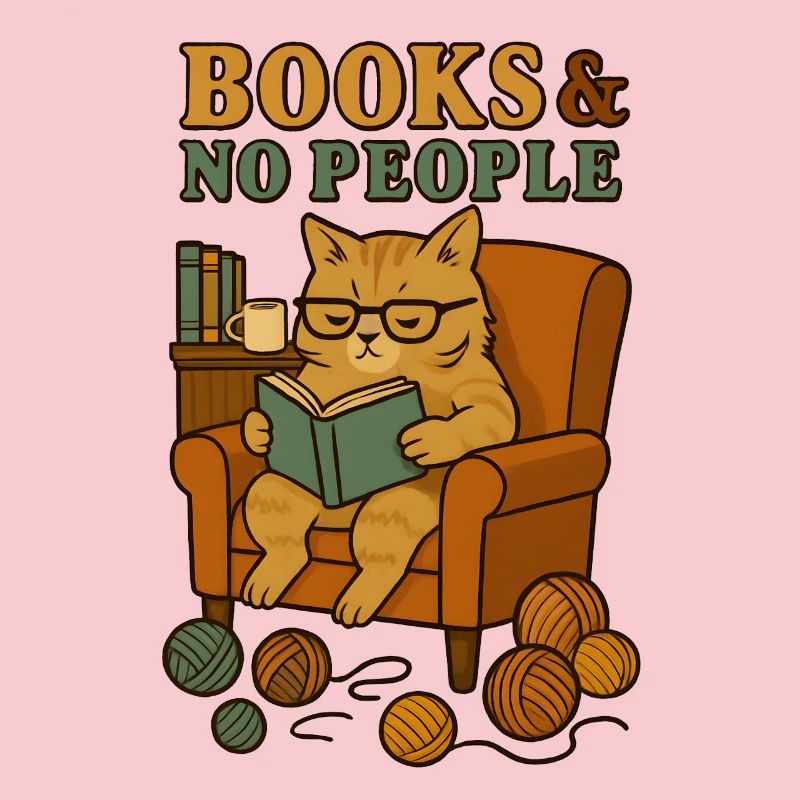 Cat reader in a comfortable armchair