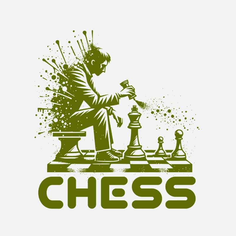 Silhouette de joueur d’échecs avec explosion de couleurs