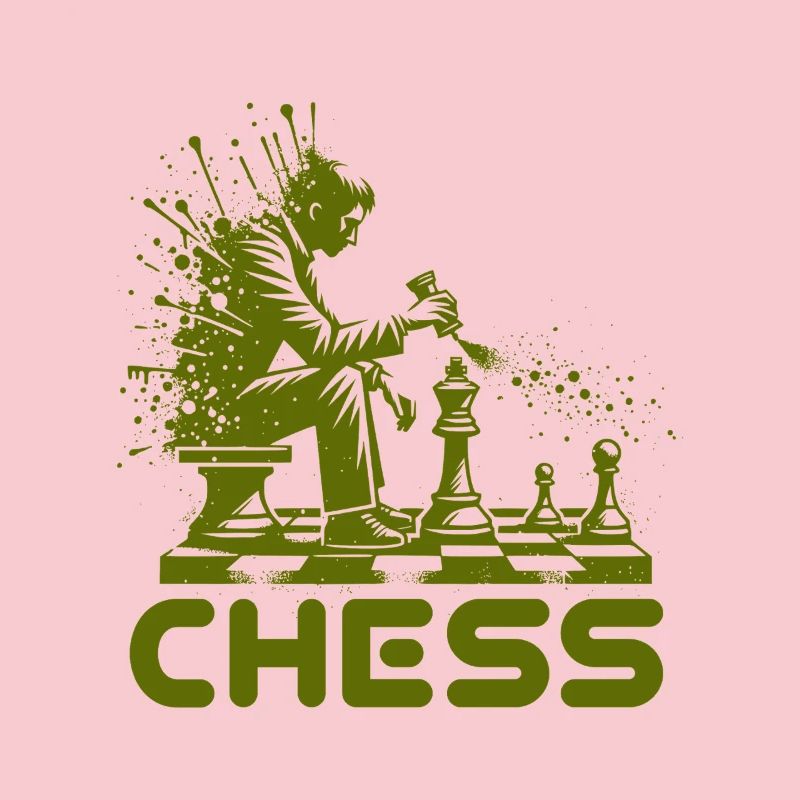 Chess Player Silhouette with Color Explosion