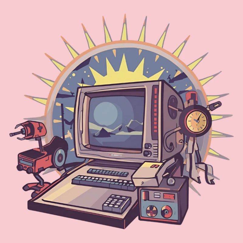 Futuristic computer with retro elements