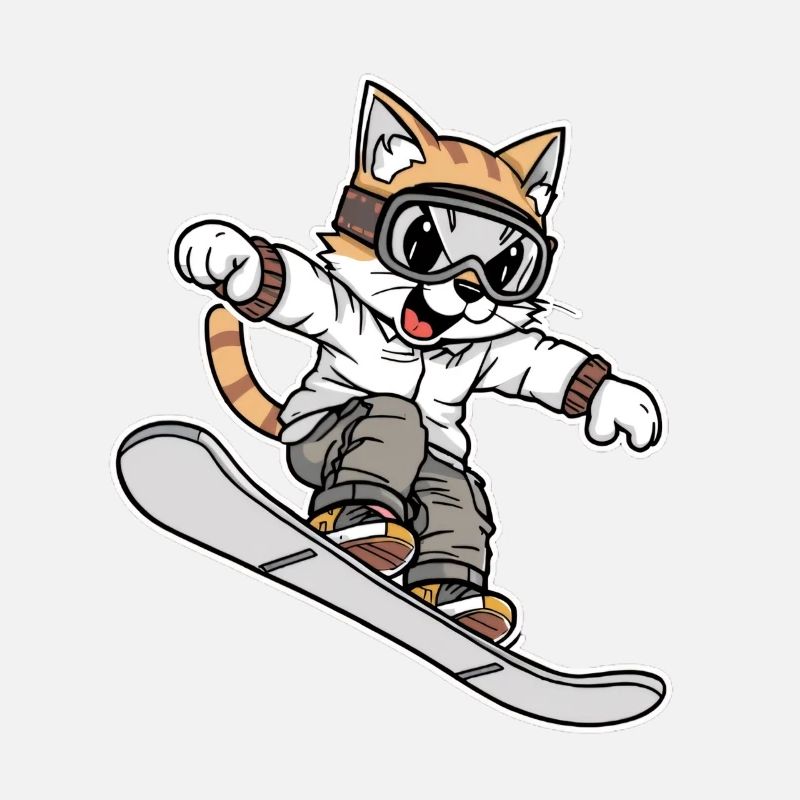Cooles Schneeboard-Katzen-Design