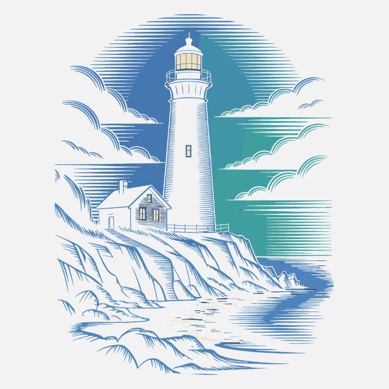 Lighthouse on the rocky coastal path