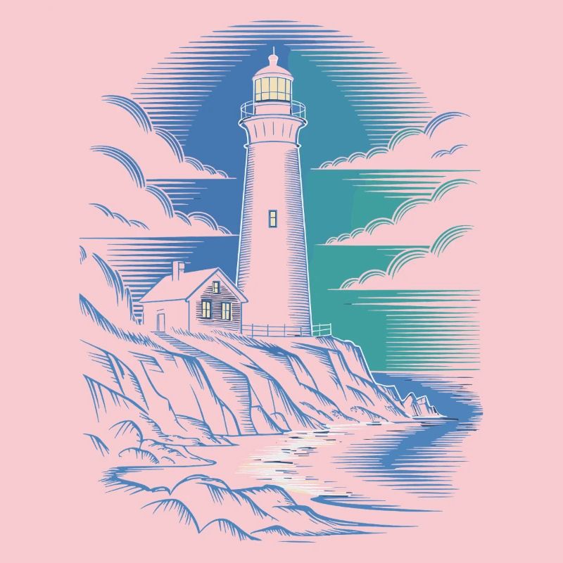 Lighthouse on the rocky coastal path