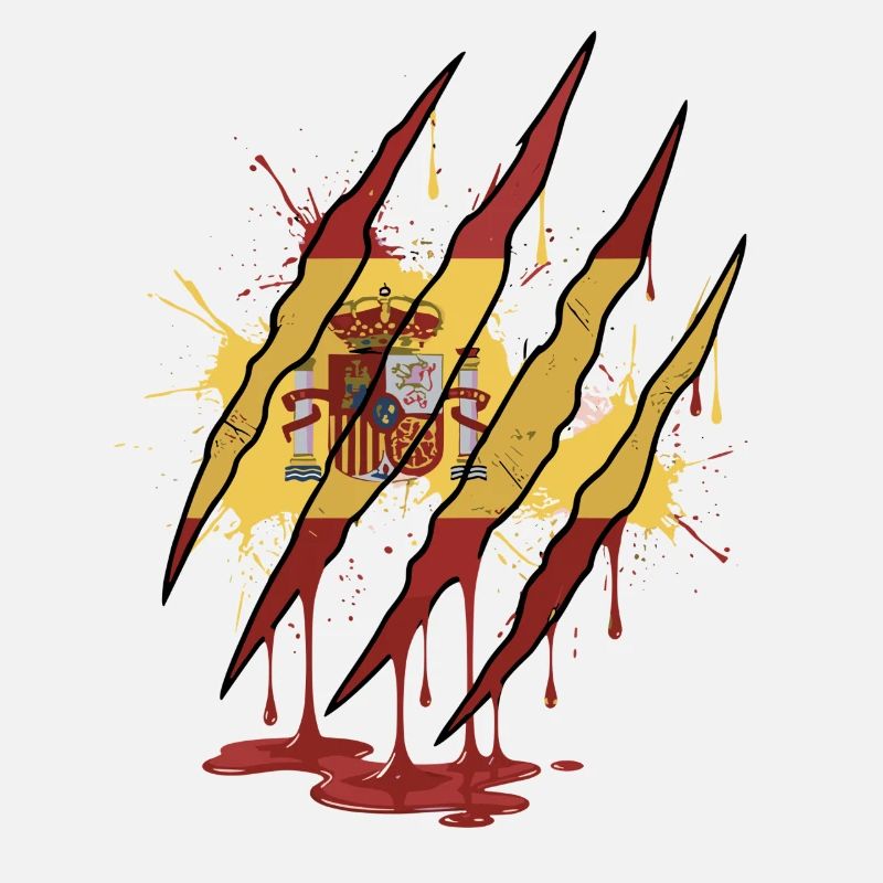 Scratch Mark Spain Flag Claw Grunge Style