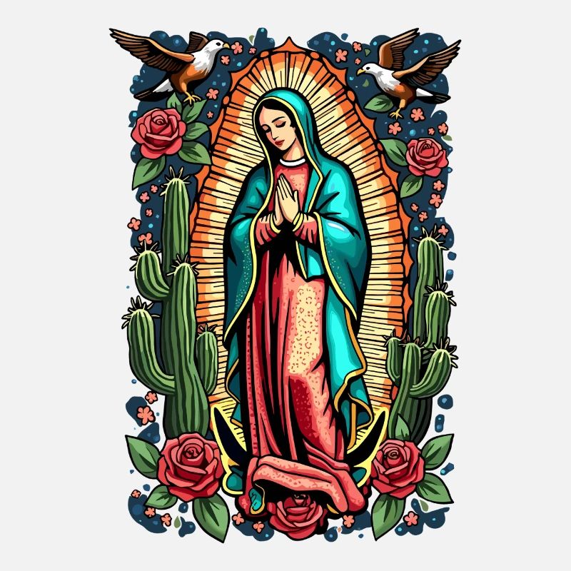 Vierge aux roses et aux cactus