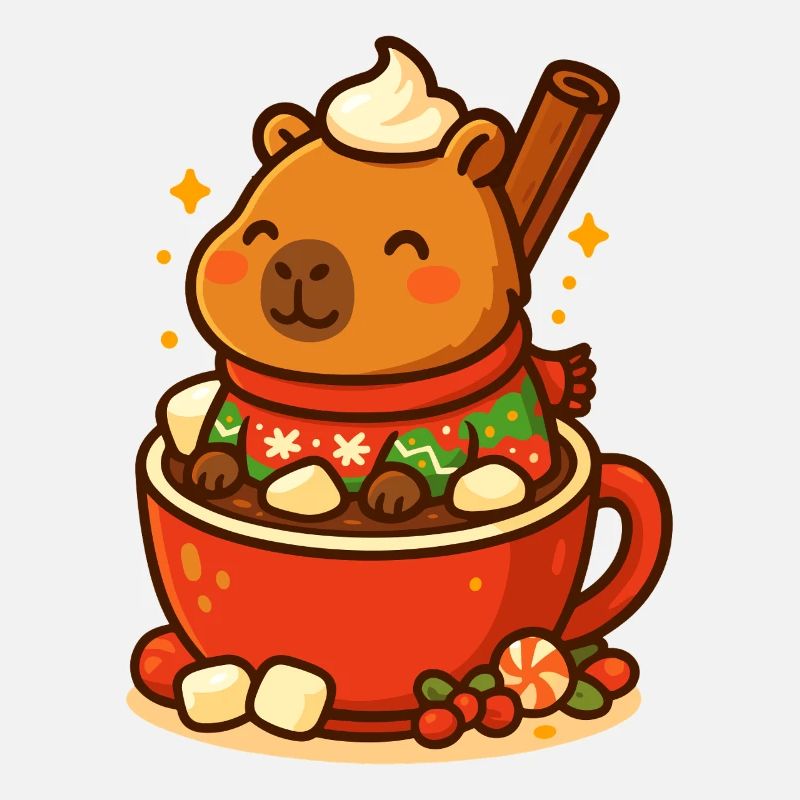 Capybara dans un chocolat chaud – Motif de Noël