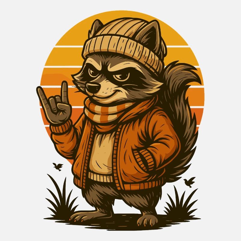 Cooler Waschbär Retro Style