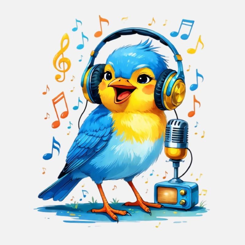 Karaoke Vogel mit Kopfhörern