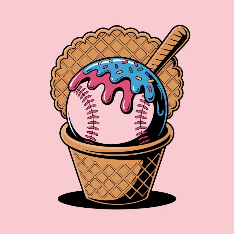 Baseball Eiscreme In Waffel Mit Schläger