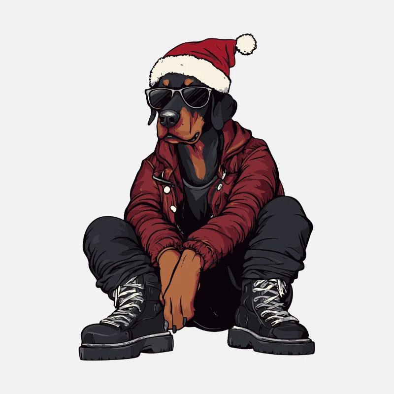 Doberman Chien de Noël Hiver
