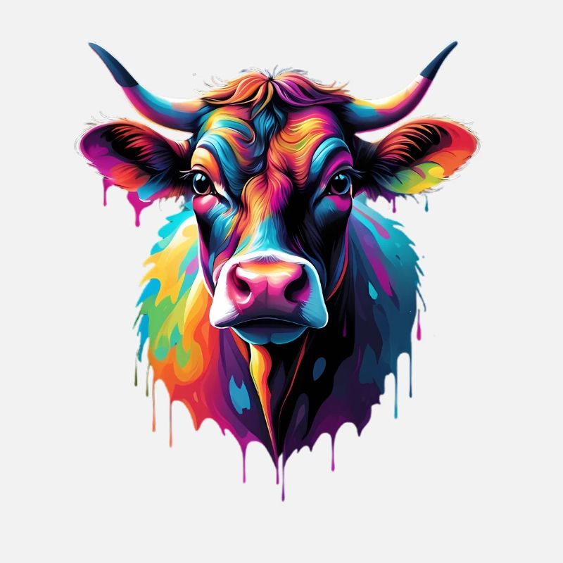 Explosion colorée des têtes de vache