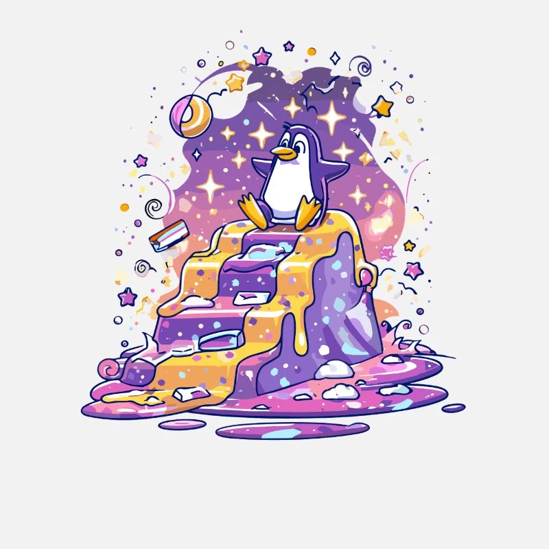 Penguin on star steps