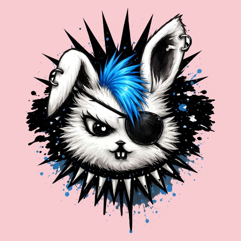 Punk rabbit with mohawk and eyepatch