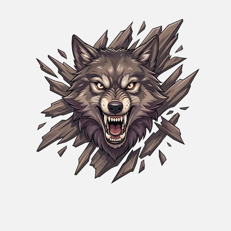 Rugissement de loup dans la vision éclatée