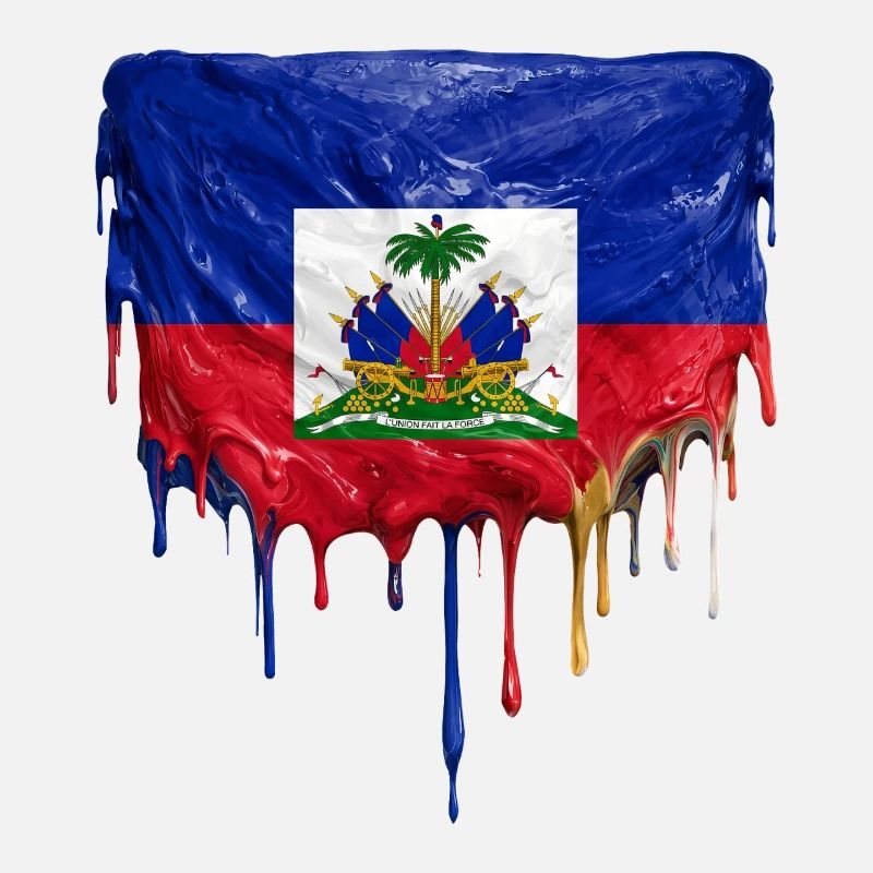 Drapeau haïtien avec une peinture laque fluide