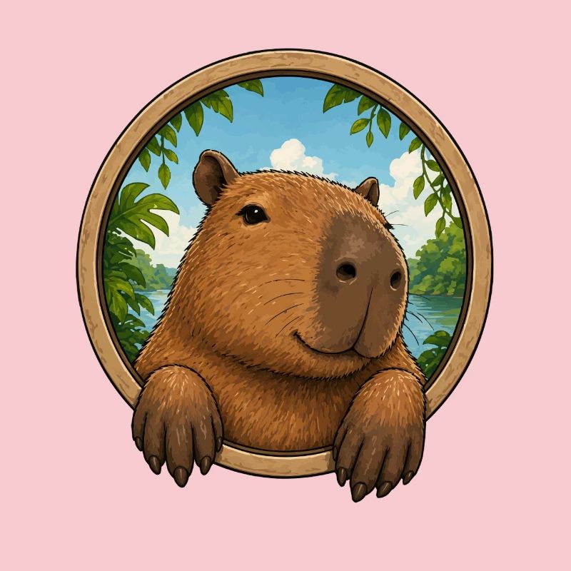 Cuddly capybara in frame