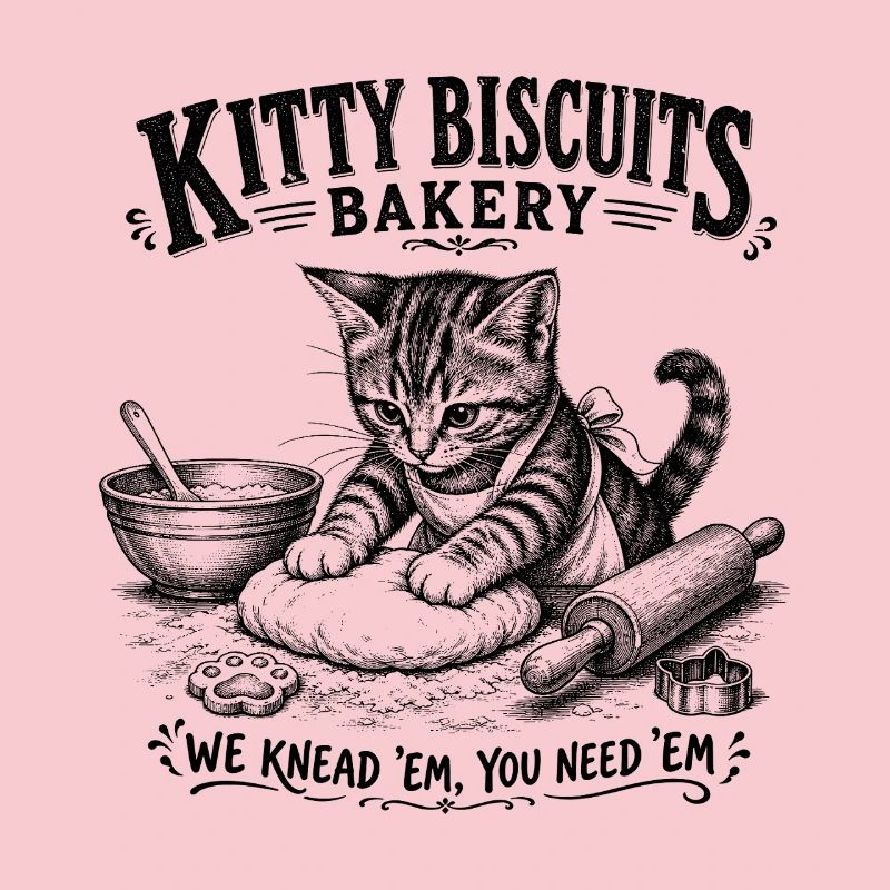 Kitty Biscuits Bakery Cat Baking Retro Vintage 