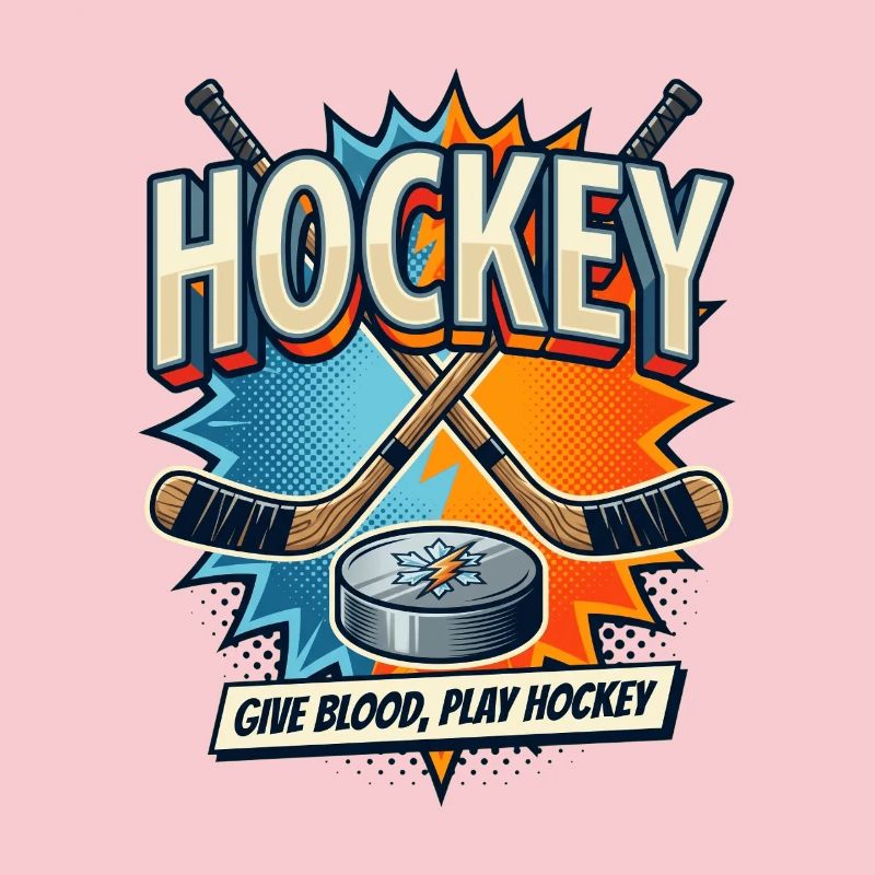 Retro Eishockey Schläger Puck Comic