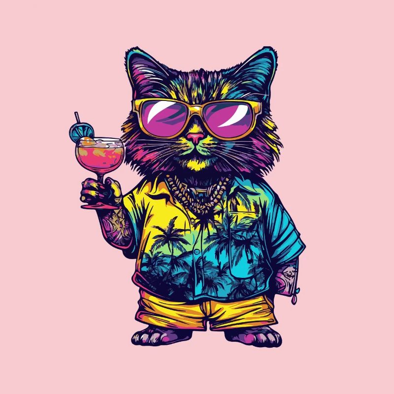 Katze Comic Sommer