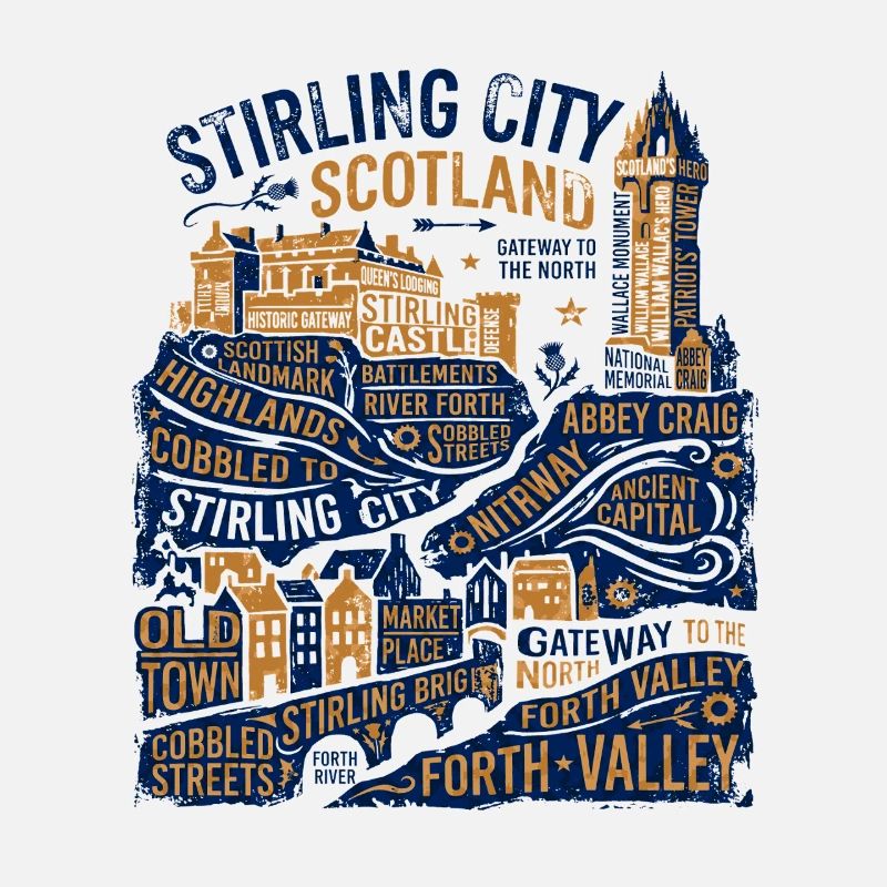 Skyline de Stirling, Écosse, et monuments locaux