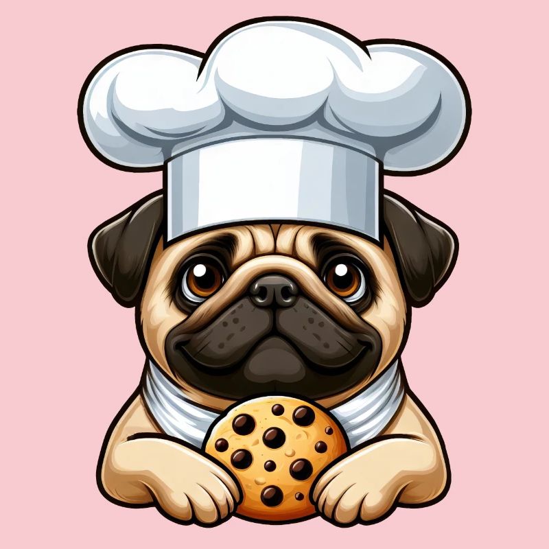Pug Chef with Biscuit