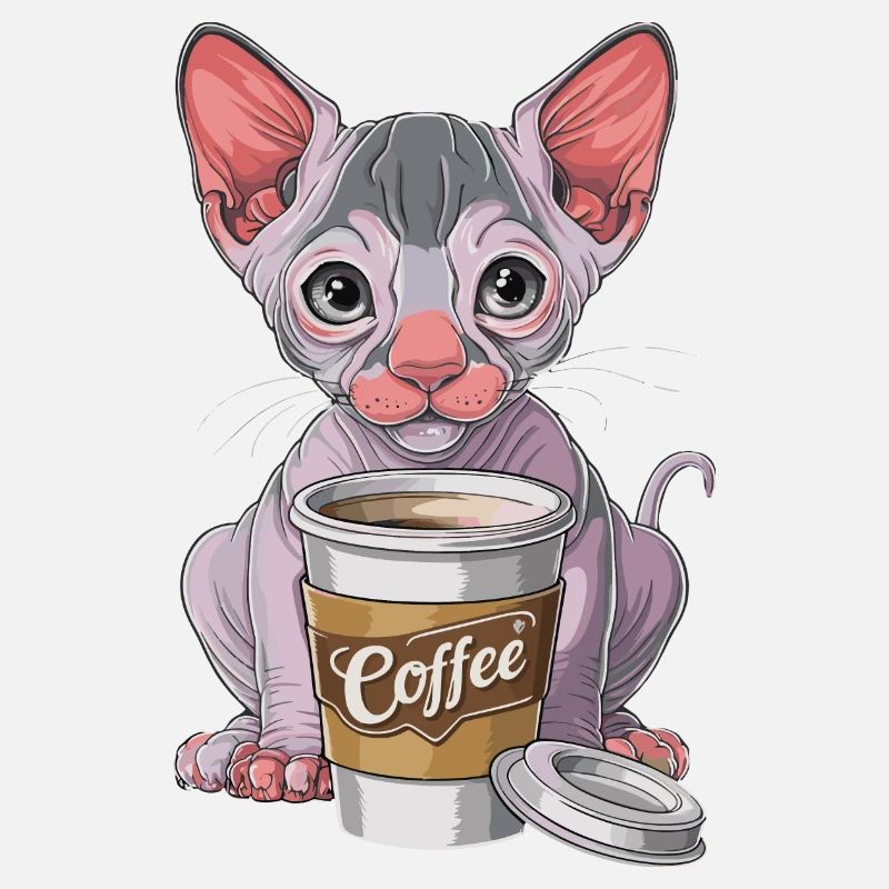 Nacktkatze mit Kaffee