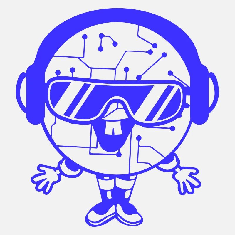 DJ Data Microchip Nerd Geek Face Party Music