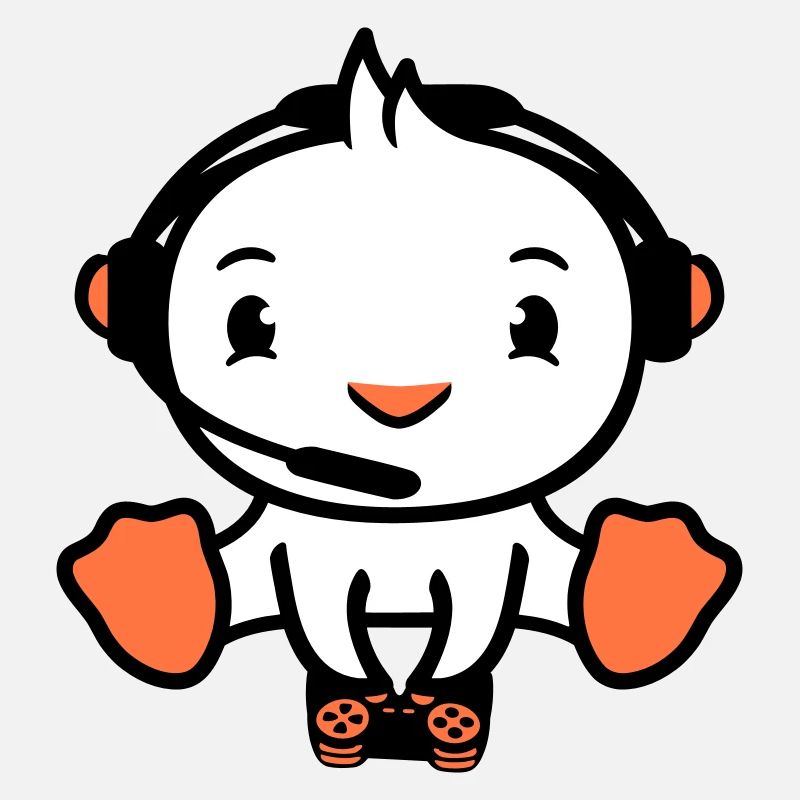 Vogel spielt Gamer Nerd Konsole Headset Controller
