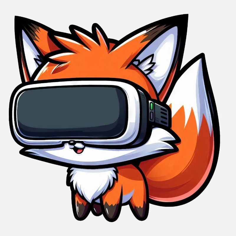 Cute Fox VR Gamer Virtual Reality Cartoon