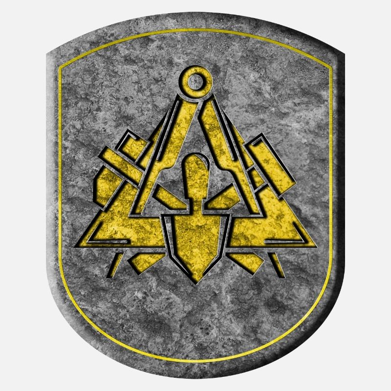 Guild sign bricklayer 3D stone look gold emblem