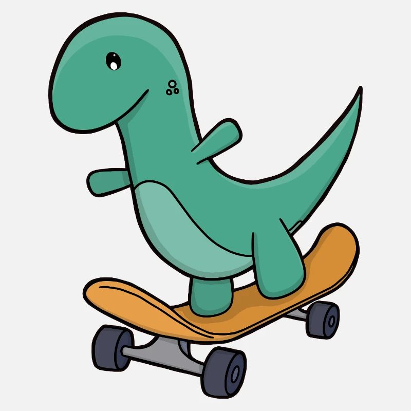 Playful Dinosaur on Skateboard