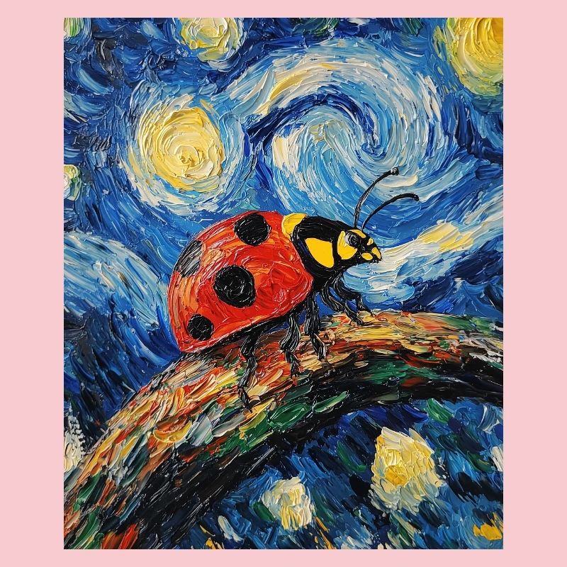 Ladybug Van Gogh Style Starry Night