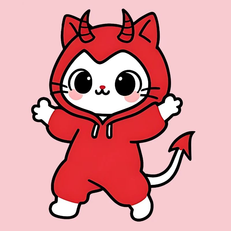 Cat Devil Kapuzenpullover Rot