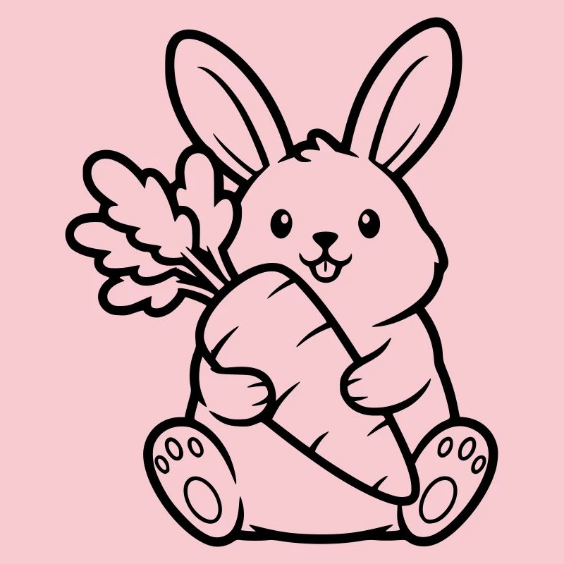 Bunny with carrot carrot coloring vector