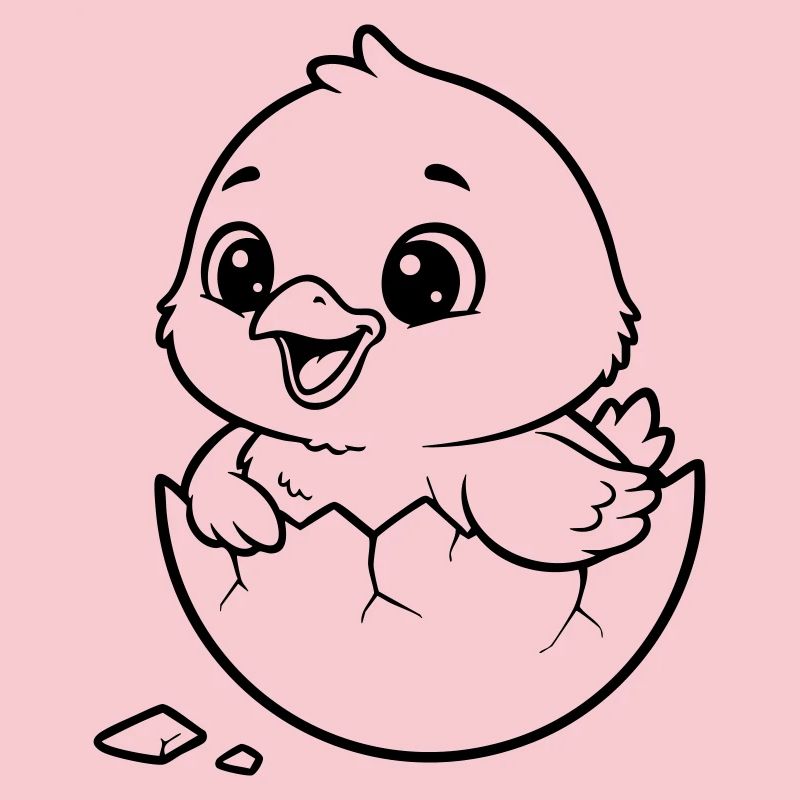 Cute Chick Hatching from Egg