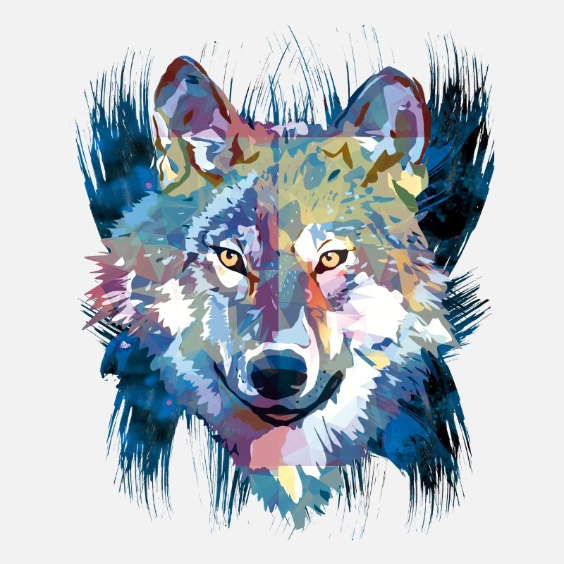 Polygon Wolf - Beau loup gris en bleu