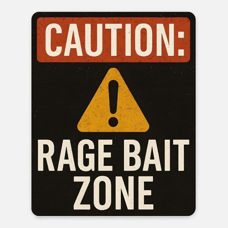 Caution Rage Bait Zone Sign, Funny Saying 