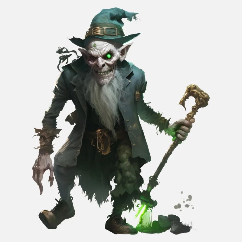 Zombie Zauberer Kobold mit Stab