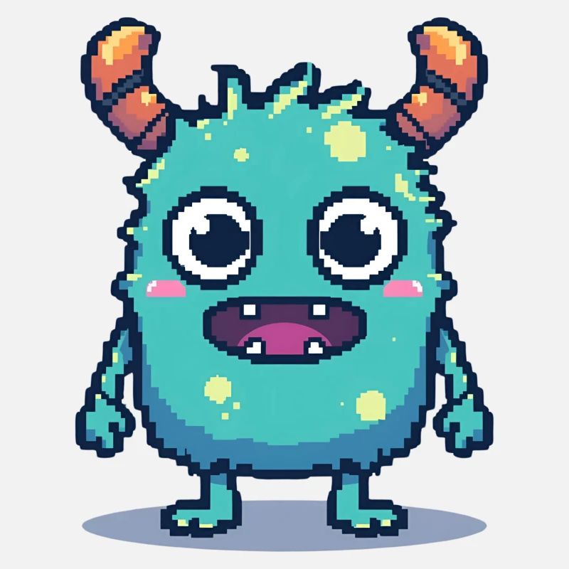 8-Bit Cute Pixel Monster Retro 90s Style