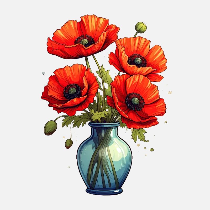 Vase mit Mohnblumen
