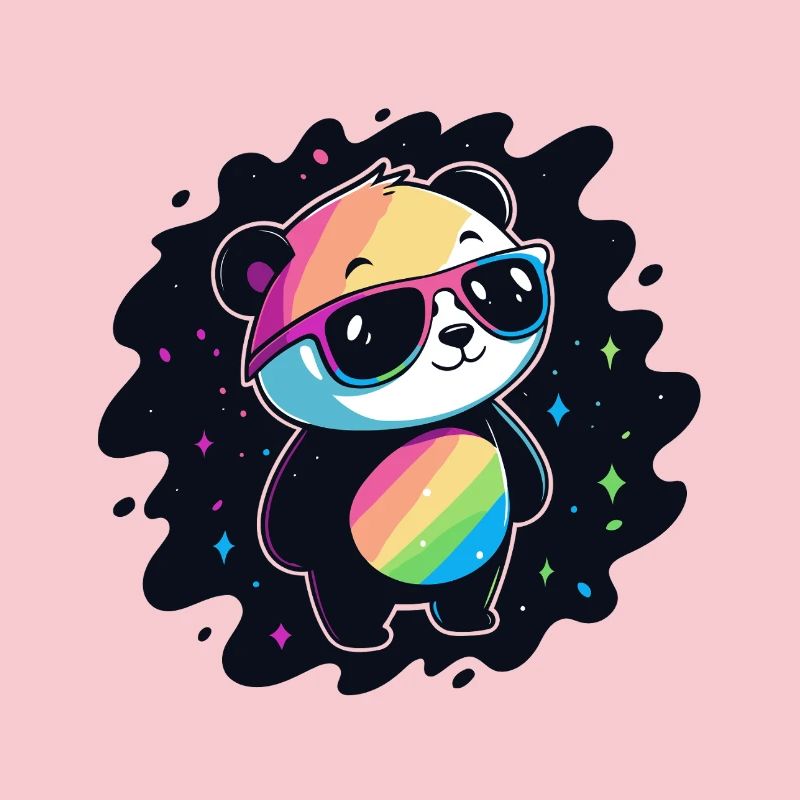 Panda arc-en-ciel galaxie lunettes cool