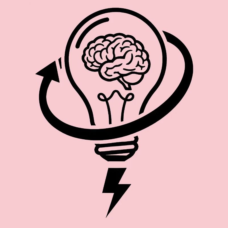 Brain and lamp – brainstorming session