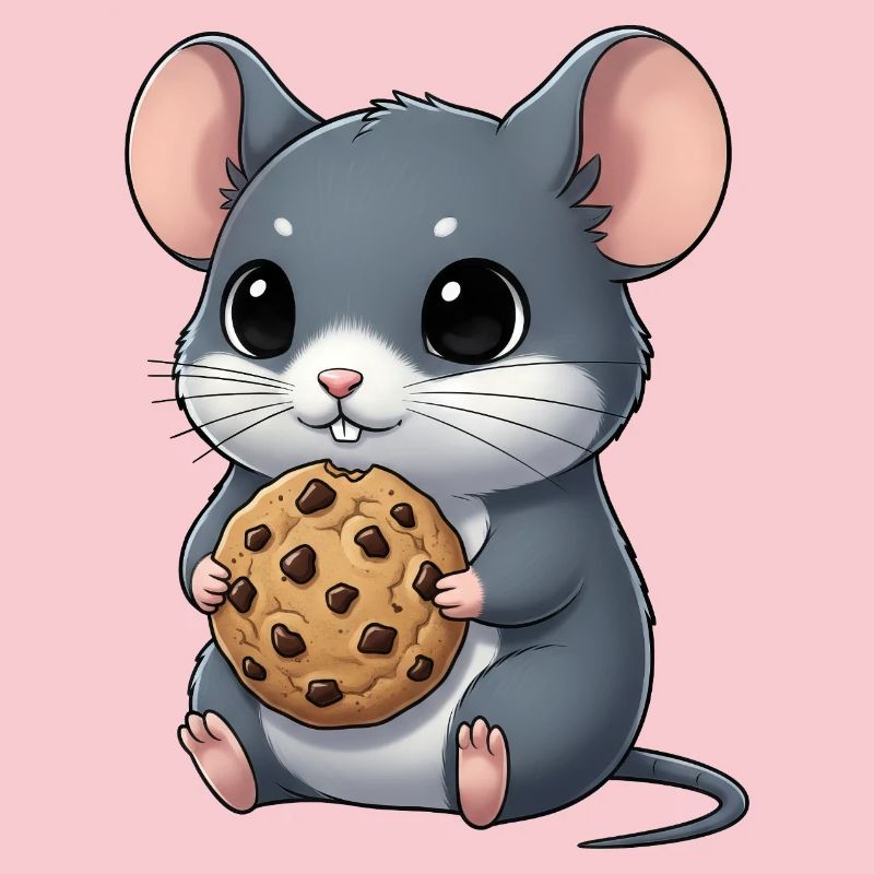 Souris mignonne avec biscuits Cookie Snacking dessin animé