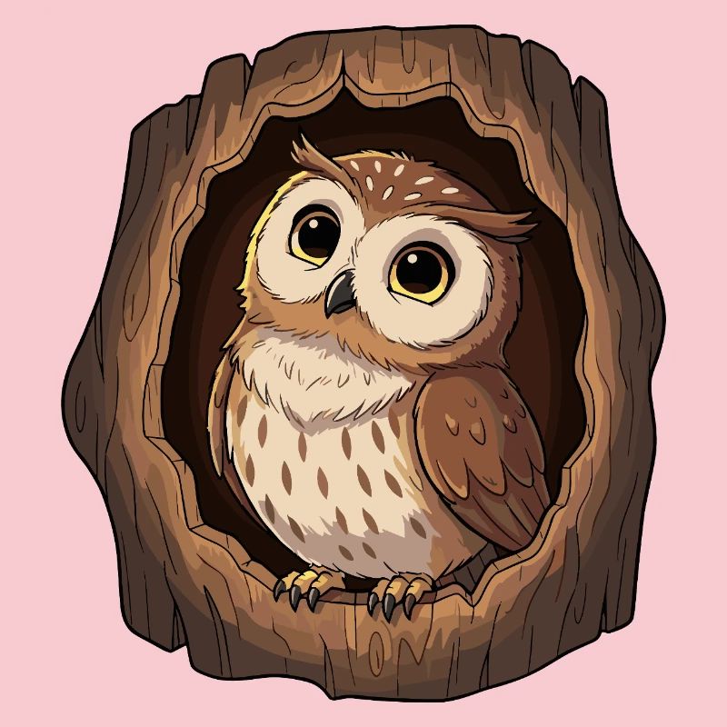 Owl view in the tree hollow