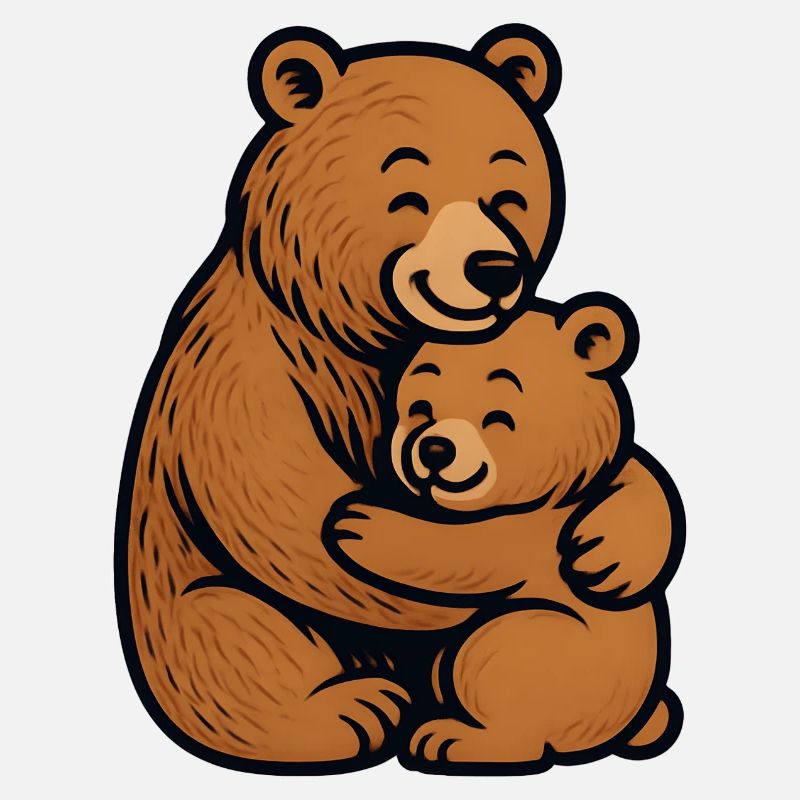 Brown Bears Hug Cuddly Drawing